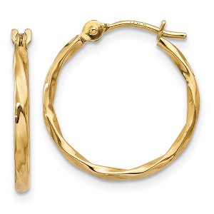 Black Bow Jewelry 1.5mm, 14k Yellow Gold Twisted Round Hoop Earrings, 15mm (9/16 Inch) - 1 of 4
