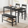 Dining Table Set for 4, Modern Kitchen Table with Chairs and Bench for Small Space, 4-Person Dining Room Table Set with Metal Frame and Storage Rack - 3 of 4