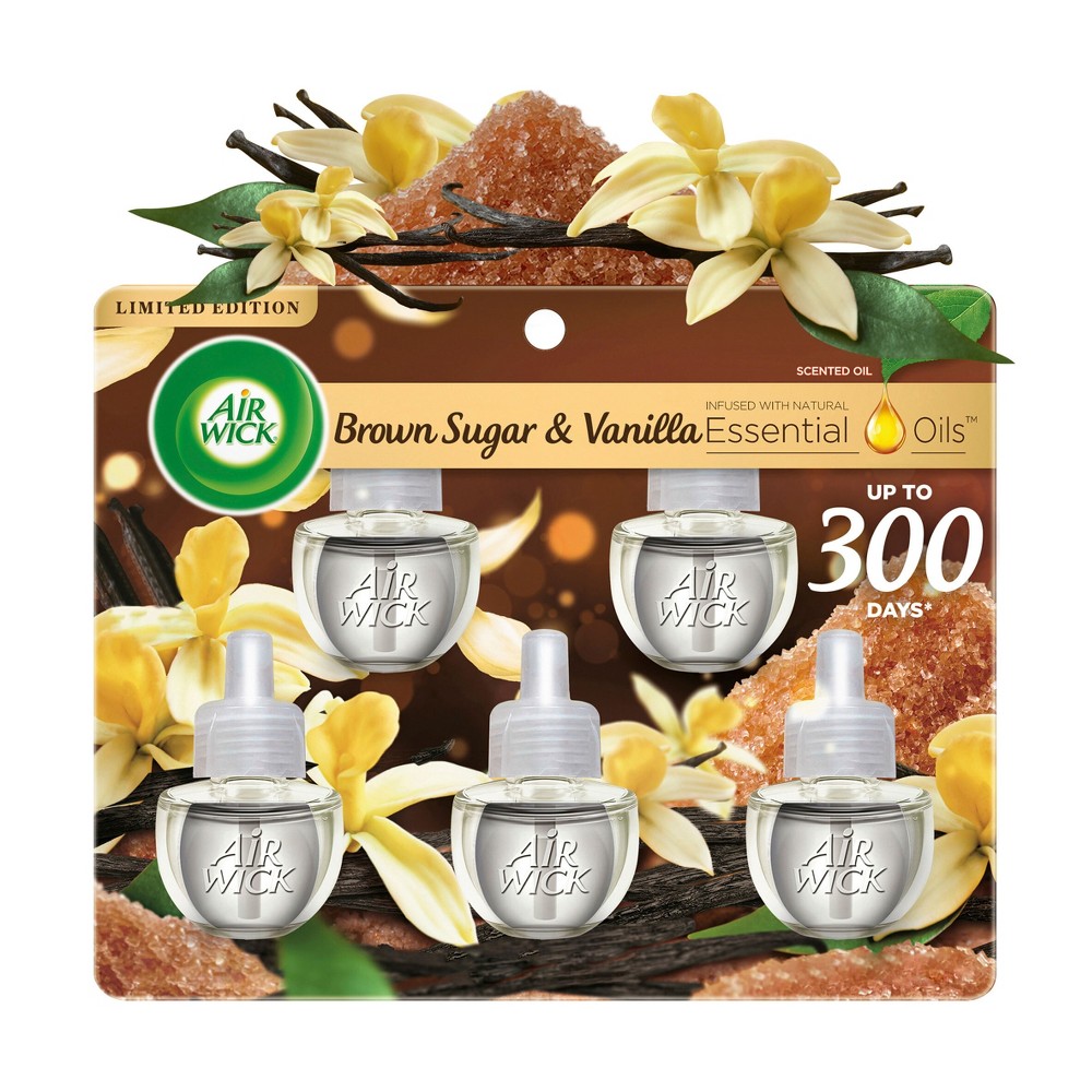 Air Wick Scented Oil Refill  Air Freshener  Essential Oils  Brown Sugar & Vanilla  5 Count