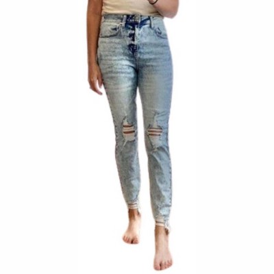 Women's High Rise Distressed Hem Slim Straight - CELLO