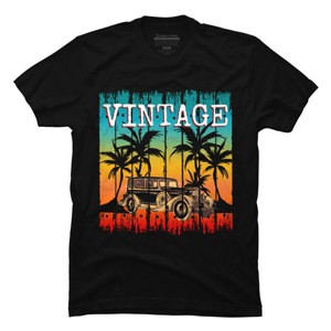 Men's Design By Humans Vintage Classic Car At Beach By punsalan T-Shirt - 1 of 2