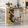 Tangkula Freestanding Floor Wine Rack, Wooden Coffee Bar Table w/ Wine Storage - 3 of 4