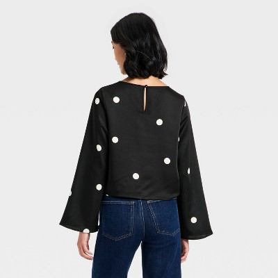 Women’s Long Sleeve Satin Blouse – A New Day