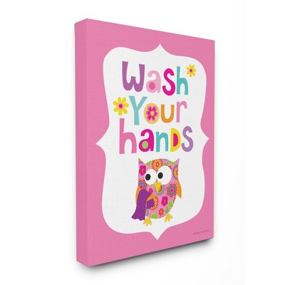 Wash Your Hands On Pink Background Oversized Stretched Canvas Wall Art (30"x40"x1.5") - Stupell Industries