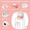 Costzon Kids Vanity Table and Chair Set, Wooden Makeup Table with Mirror, Stool & Drawer, Toddler Pretend Play Vanity Set (Princess Style) - 2 of 4