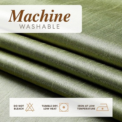 Sage Faux Silk Sheer Grommet Top Curtain Panels, 84"