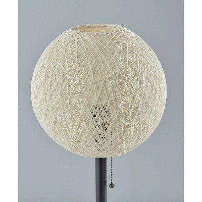 Havana 24" Dark Bronze Table Lamp with Rattan Globe Shade