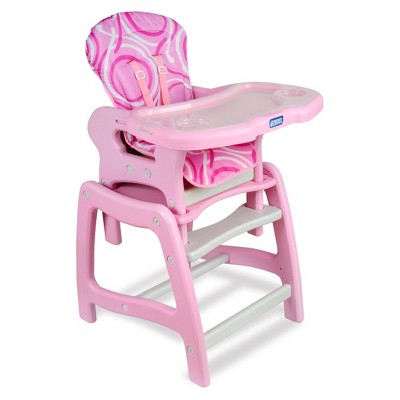 Badger Basket Pink High Chair with Play Table Conversion