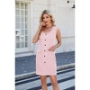 Clearlove Women's Spring Summer Dress, Women's Buttons Crew Neck Casual Business Dress T Shirt, Casual Sleeveless Vest Dresses - 2 of 4