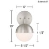 360 Lighting Luna Mid Century Modern Wall Lamp Brushed Nickel Plug-In 5 1/2" Fixture Frosted White Glass for Bedroom Bathroom - 4 of 4