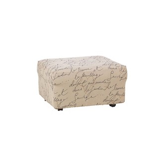 Stretch Pen Pal Ottoman Slipcover Parchment - Waverly Home: Machine Washable, Velvet Texture, Indoor Use Zippered Cover - 1 of 4