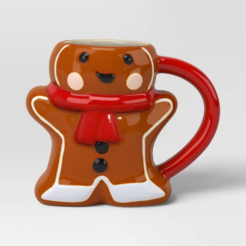 14.3oz Christmas Earthenware Figural Gingerbread Man Mug - Wondershop™