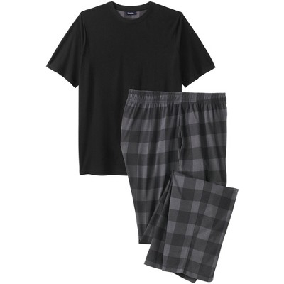 Kingsize Men's Big & Tall Jersey Knit Plaid Pajama Set - Big - 6xl, Black  Buffalo Check : Target