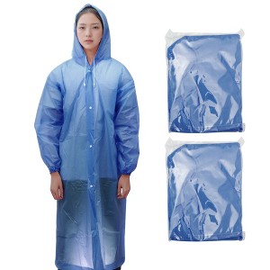 Unique Bargains Waterproof Reusable Rain Ponchos with Hood and Drawstring for Men and Women EVA 2 Pcs - 1 of 4