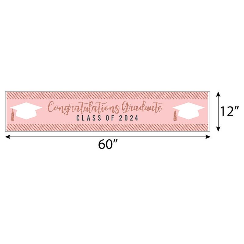 Big Dot of Happiness Rose Gold Grad - 2024 Graduation Party Decorations Party Banner, 2 of 8