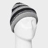 Men's Reversible Striped Beanie - Goodfellow & Co™ Black/Gray/White - 2 of 4