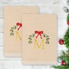 Linum Home Textiles Christmas MISTLETOE MONOGRAM - Embroidered Luxury 100% Turkish Cotton Hand Towels (Set of 2) - 2 of 3
