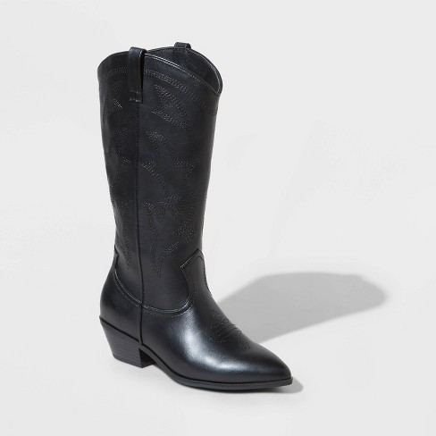 Tall black clearance western boots