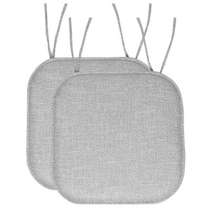 Herringbone Stitch Memory Foam Non-Slip 16" x 16" Chair Cushion Pad with Ties by Sweet Home Collection® - 1 of 4