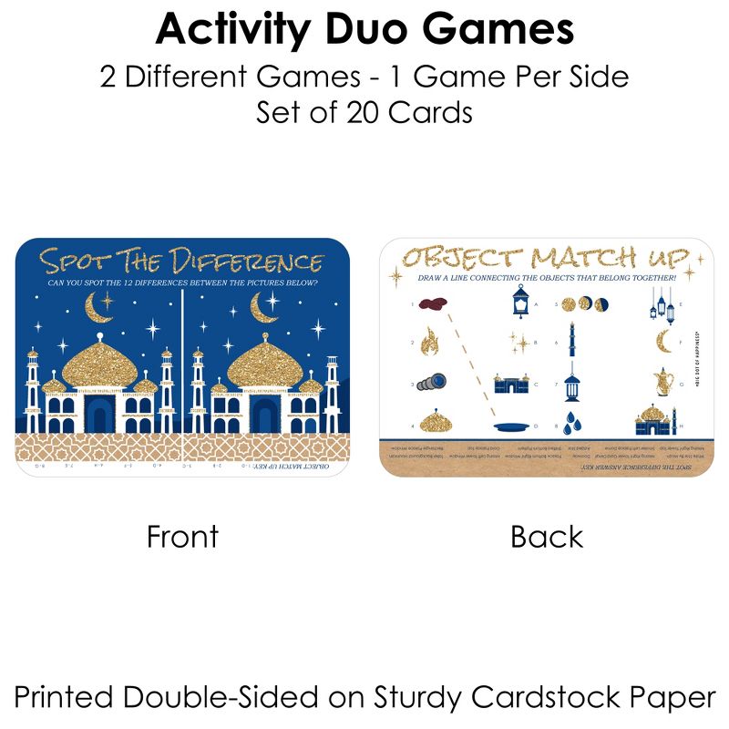 Big Dot of Happiness Ramadan - 2-in-1 Eid Mubarak Party Cards - Activity Duo Games - Set of 20, 5 of 9