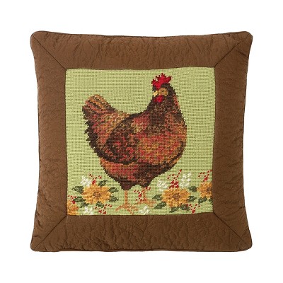 C&F Home 16" x 16" Black Eye Rooster Needlepoint Pillow