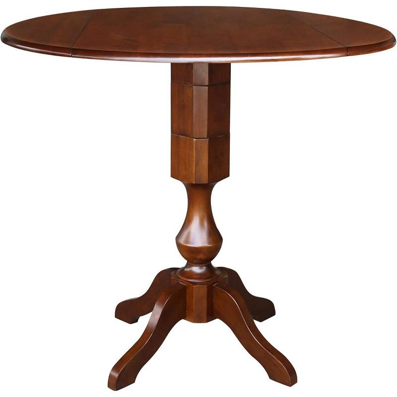 International Concepts 42 inches Round Dual Drop Leaf Pedestal Table - 42.3 inchesH, Espresso, 1 of 2