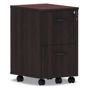 Alera Alera Valencia Series Mobile Pedestal, Left or Right, 2 Legal/Letter-Size File Drawers, Mahogany, 15.38" x 20" x 26.63" - 1 of 4