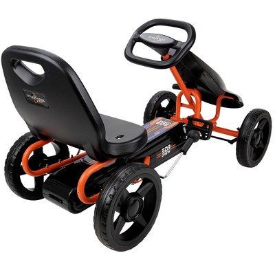 Orange and Black Kids Pedal Go Kart with Sporty Graphics