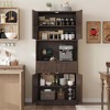 70“ Tall Kitchen Pantry Storage Cabinet, Modern Kitchen Hutch Bar Cabinet with Microwave Stand, Buffet Sideboard with Hutch, Cupboard with Drawers - 3 of 4