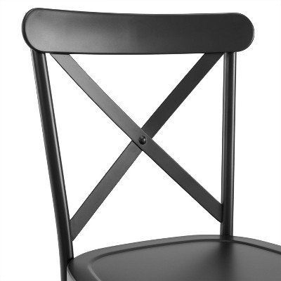 Camille Matte Black Metal Cross Back Dining Chairs, Set of 4