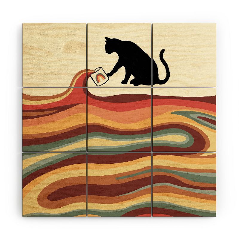 Jimmy Tan Rainbow Cat 1 Coffee Milk Drop Wood Wall Mural - Society6, 1 of 3