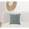 HomeRoots 20" X 20" Green And Cream 100% Cotton Striped Zippered Pillow - 2 of 4