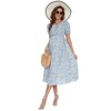 Coolmee Women's Floral Dresses for Summer Puff Sleeve Dress Loose Flowy Beach Pregnancy Baby Shower - 4 of 4