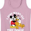 Women's - Disney - Mickey Pluto Just Want All Dogs Graphic Racerback Tank - 2 of 4