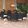 vidaXL 7 Piece Patio Dining Set with Cushions Poly Rattan Black - 59.1" Table Length 6 Chairs - 2 of 4
