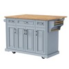 Zeus & Ruta 54'' Large Kitchen Island with Rubber Wood Drop Leaf, Rolling Cart with Embossed Texture, 4 Wheels, 4 Doors & 3 Drawers - 2 of 4