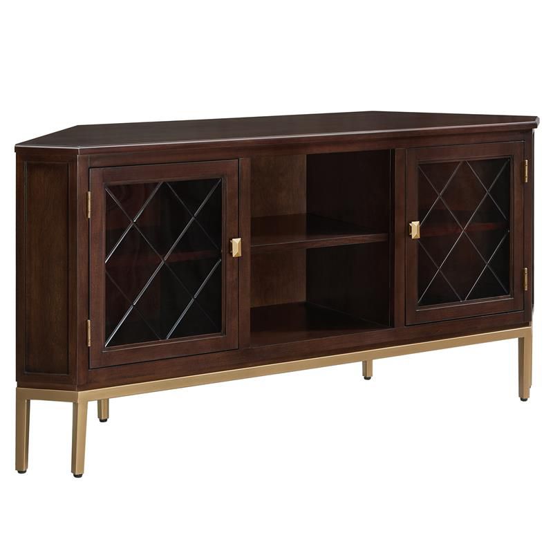 Leick Home Riley Holliday Corner TV Stand with Gold Metal Base For TVs Upto 62", 1 of 4