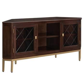 Leick Home Riley Holliday Corner TV Stand with Gold Metal Base For TVs Upto 62"