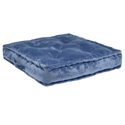 Belia 18" x 18" Blue Tufted Floor Pillow