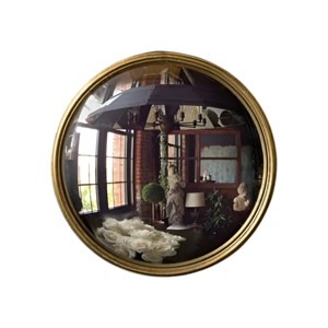 Slickblue Bull Convex Mirror Gold Leaf Metal Frame Decorative Mirror for Walls or Tabletop - X-Small/Small - 1 of 4