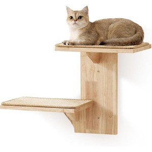 FUKUMARU Cat Wall Shelves, 2 Platform Cat Wall Furniture, Tree Shape Wall-Mounted Cat Floating Shelf with Sisal Mat - 1 of 3