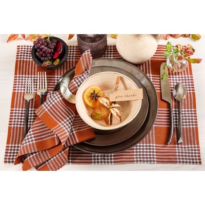 Nutmeg Glen Check Linen Dinner Napkins Set of 4