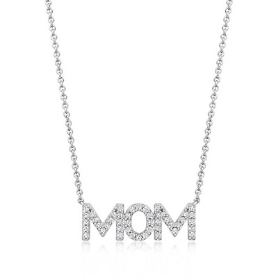 Ross-Simons 0.25 ct. t.w. Diamond "Mom" Necklace in Sterling Silver