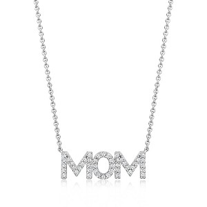 Ross-Simons 0.25 ct. t.w. Diamond "Mom" Necklace in Sterling Silver - 1 of 3