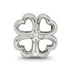 Black Bow Jewelry Four Leaf Heart Clover Cubic Zirconia and Sterling Silver Bead Charm - 3 of 4