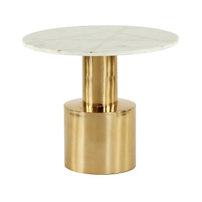 Coffee Table, Round Marble Top, White and Gold - Olivia & May