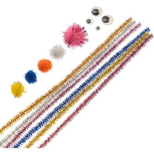 John Bead Craft Combo Pack Pipe Cleaners Pompoms Googly Eyes Activity Kits Glitter Mix 300 Pieces - 1 of 4