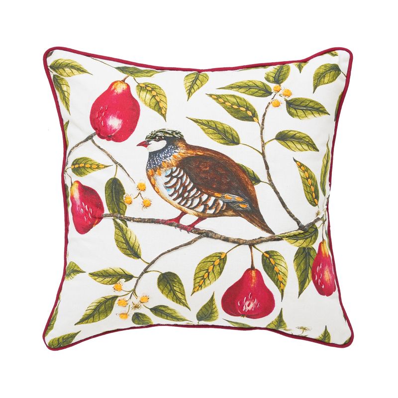 C&F Home Partridge In A Pear Tree Printed & Embellished Throw Pillow, 1 of 6
