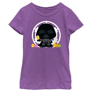 Girl's Star Wars Darth Vader Loves Easter and Baby Chickens T-Shirt - 1 of 4