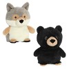 Aurora Small Reversible Eco Pairs: Black Bear and Wolf Eco Nation Eco-Friendly Stuffed Animal Grey 6.5" - 2 of 4